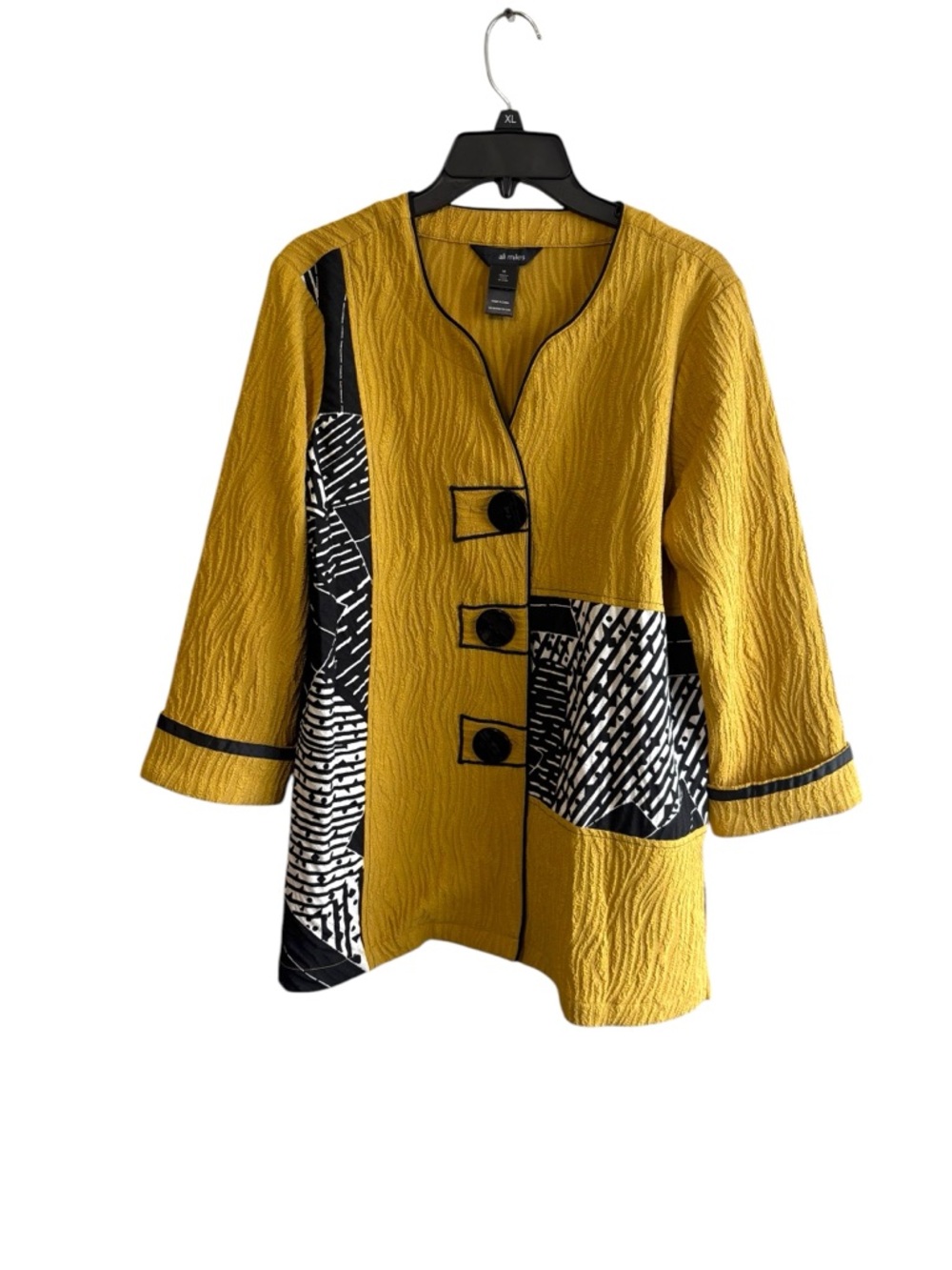 Ali Miles Size Medium Mustard Yellow Button Up Button Uo Shirt Wearable Art